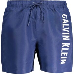 Blaue Badehose mit Kordelzug und markantem Schriftzug seitlich